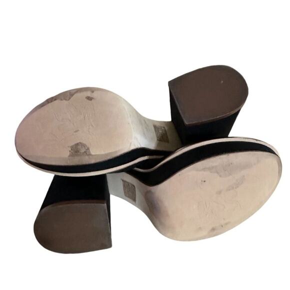 Free People Wythe Platform Heels Women's 7.5 38 Black Block Heel Open Toe - Picture 9 of 10